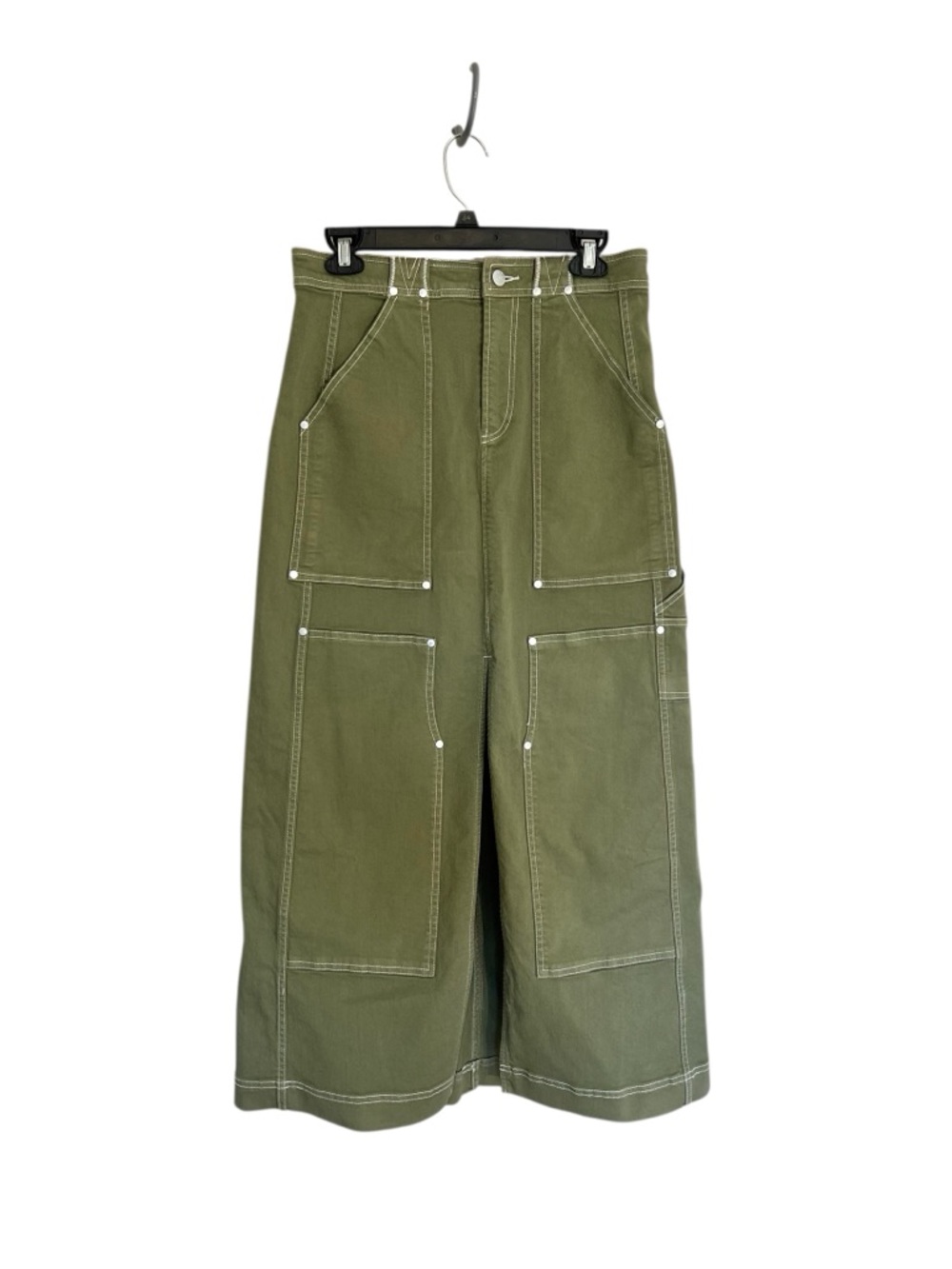 NWT Anthropologie Pilcro Carpenter Maxi skirt moss green utility cargo sz 6 - Picture 2 of 14